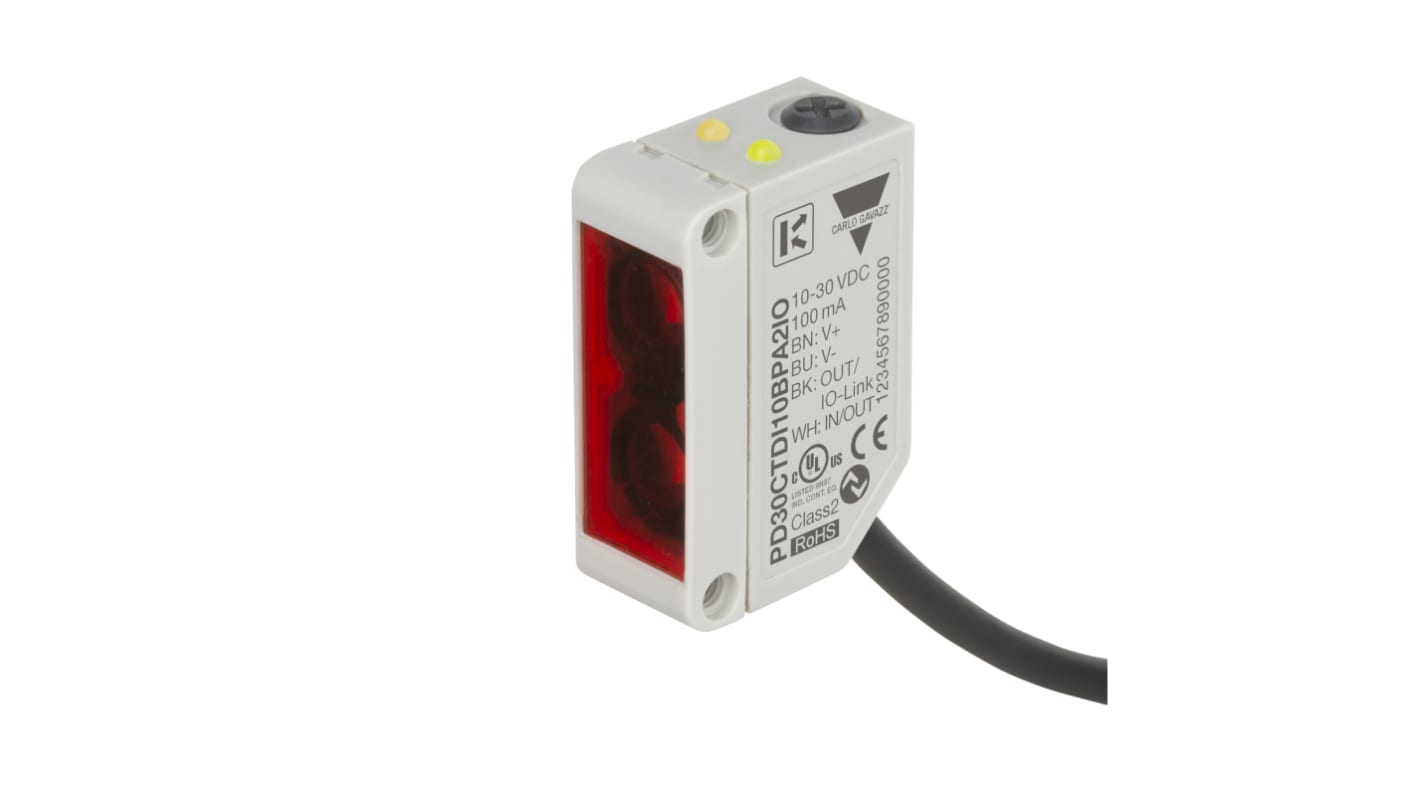 Carlo Gavazzi Diffuse Reflective Photoelectric Sensor, Rectangular Sensor, 0 → 1000 mm Detection Range IO-LINK