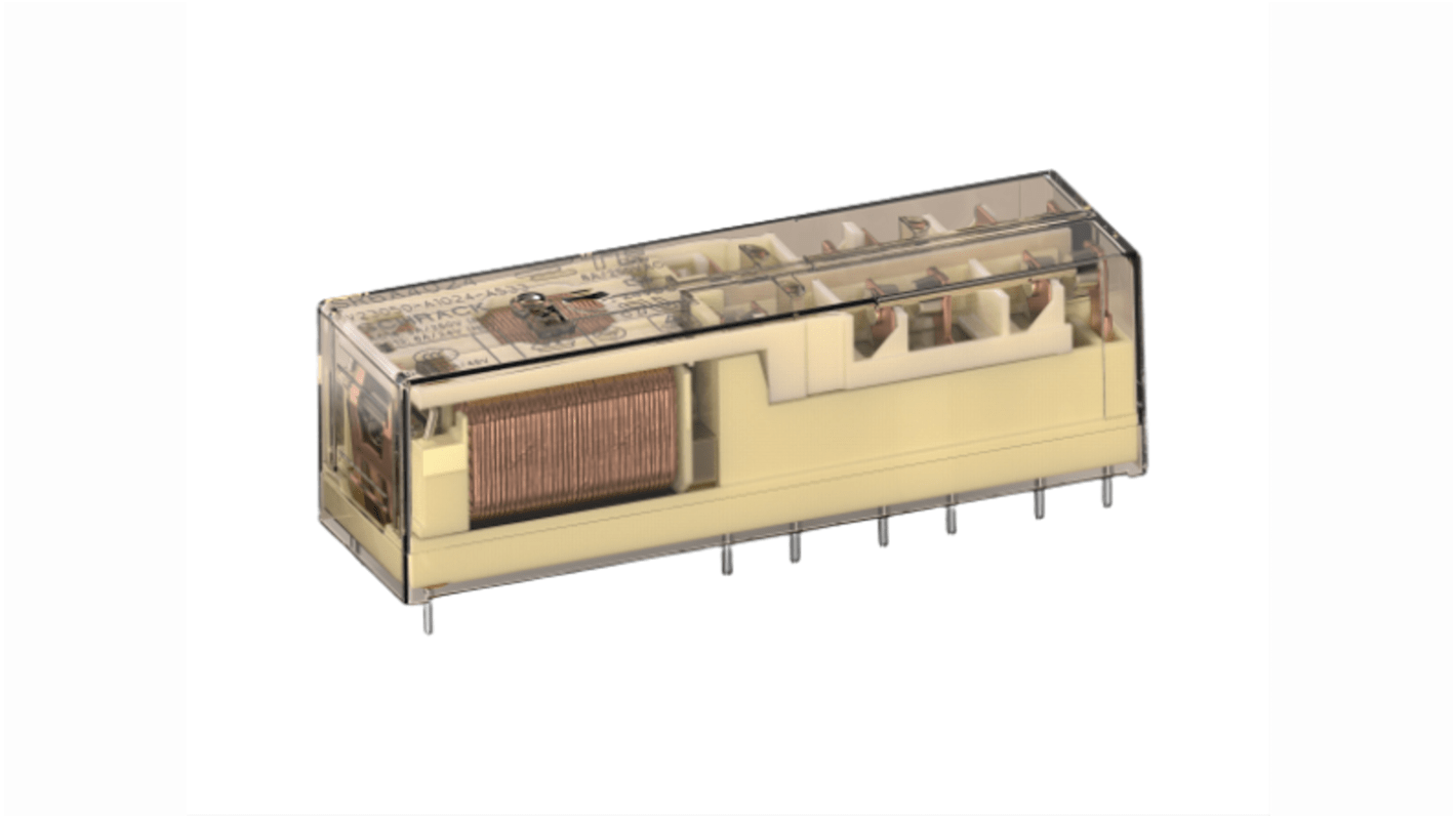 TE Connectivity PCB Mount Force Guided Relay, 24V dc Coil Voltage, 6 Pole, 3PDT