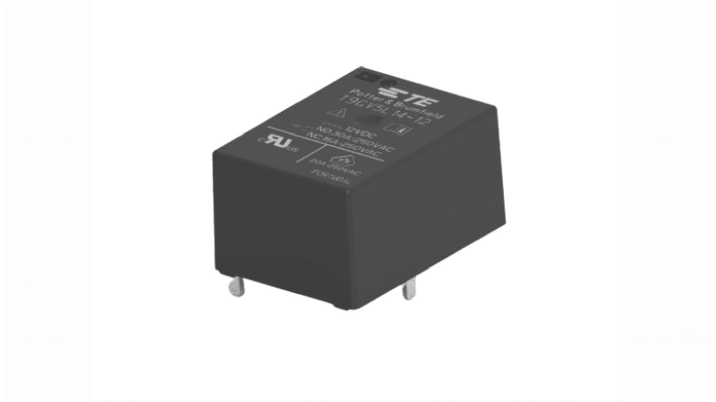 TE Connectivity Potter & Brumfield T9G 5V dc Spule 1-poliger Schließer Printrelais 30A 28 Ω 900mW Monostabiles Relais