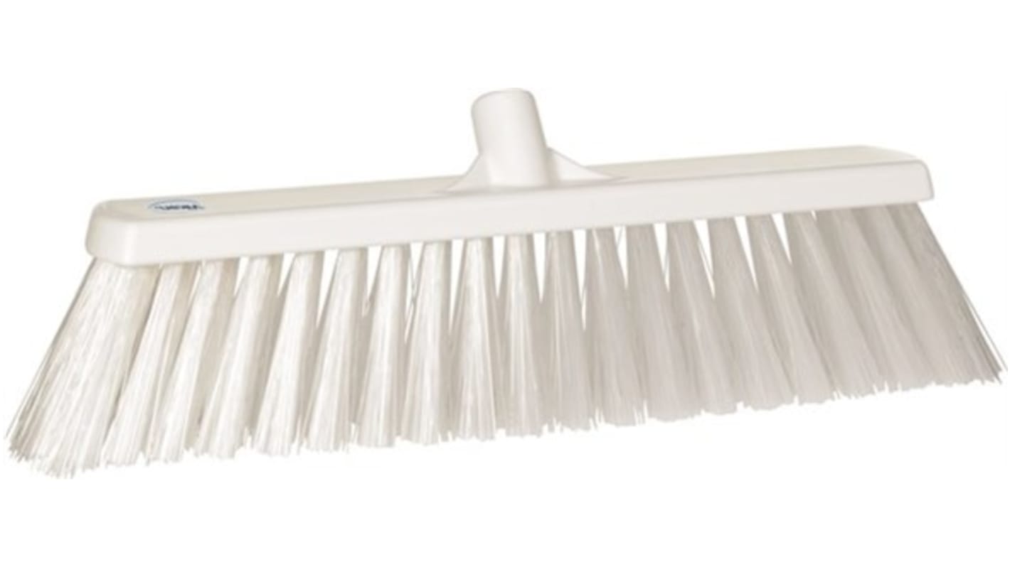 Vikan Broom, White With Polyester, Polypropylene, Stainless Steel Bristles for Food Industry, Wet Floors