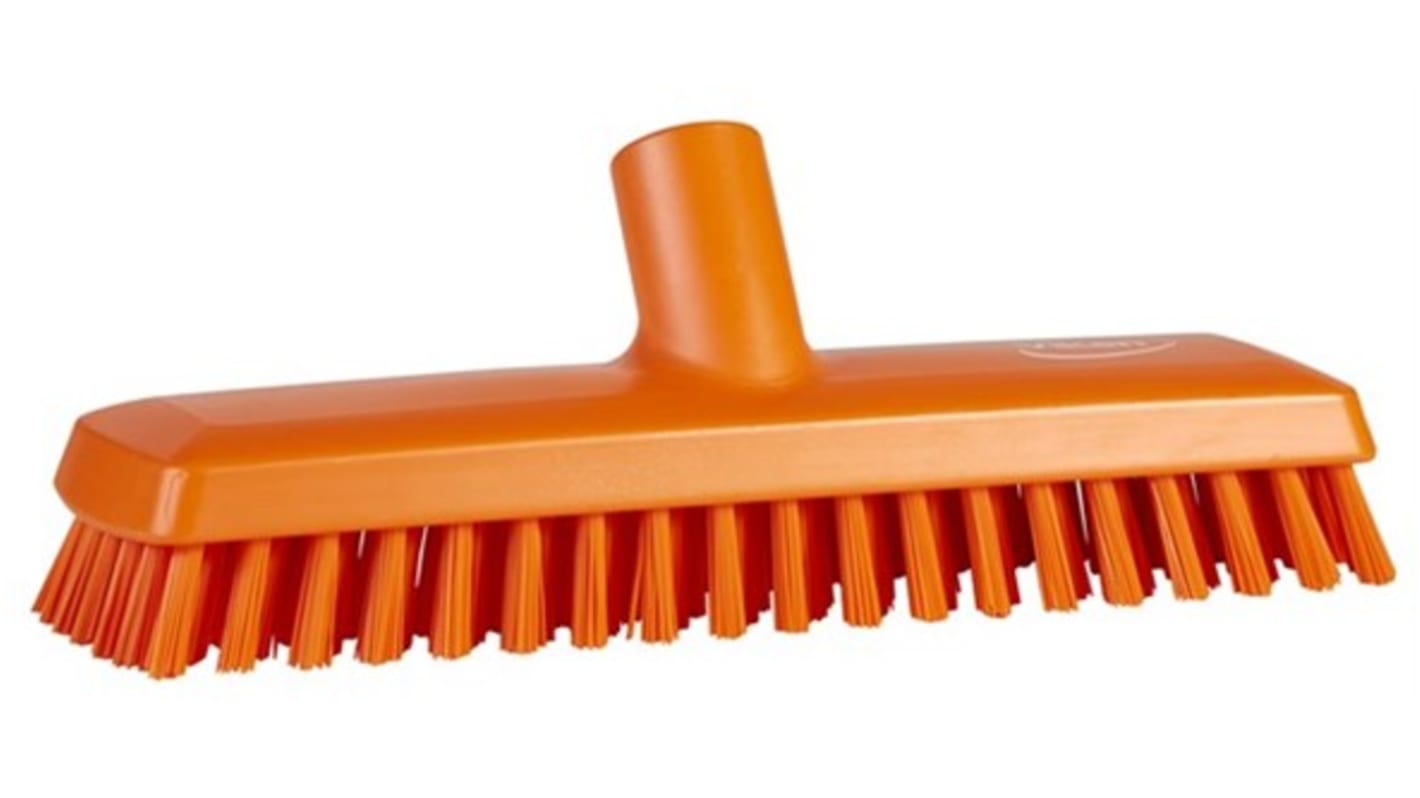 Vikan Very Hard Bristle Orange Deck Brush, 24mm bristle length, Polyester, Polypropylene, Stainless Steel bristle