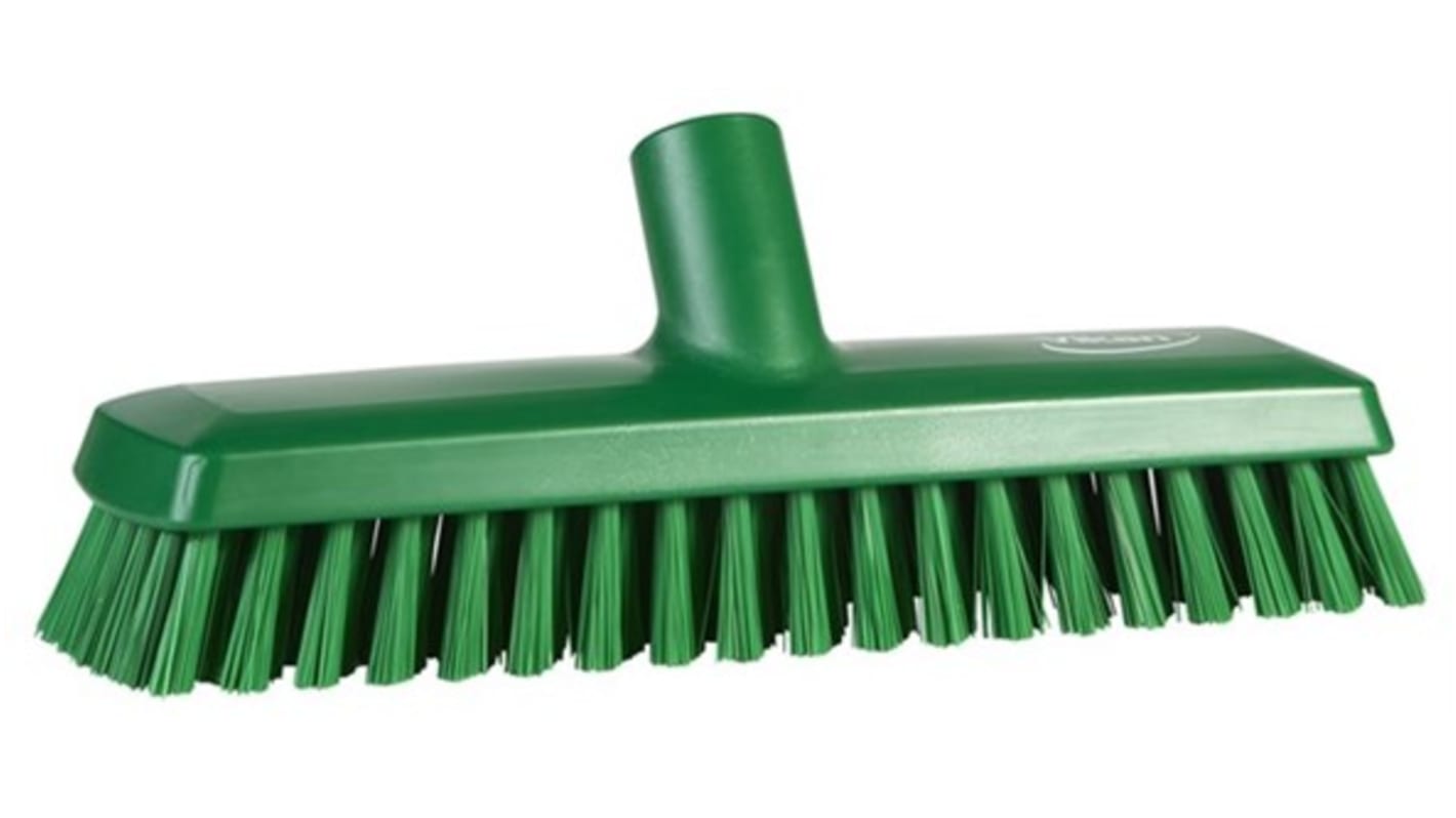 Vikan Medium Bristle Green Deck Brush, 32mm bristle length, Polyester, Polypropylene, Stainless Steel bristle material