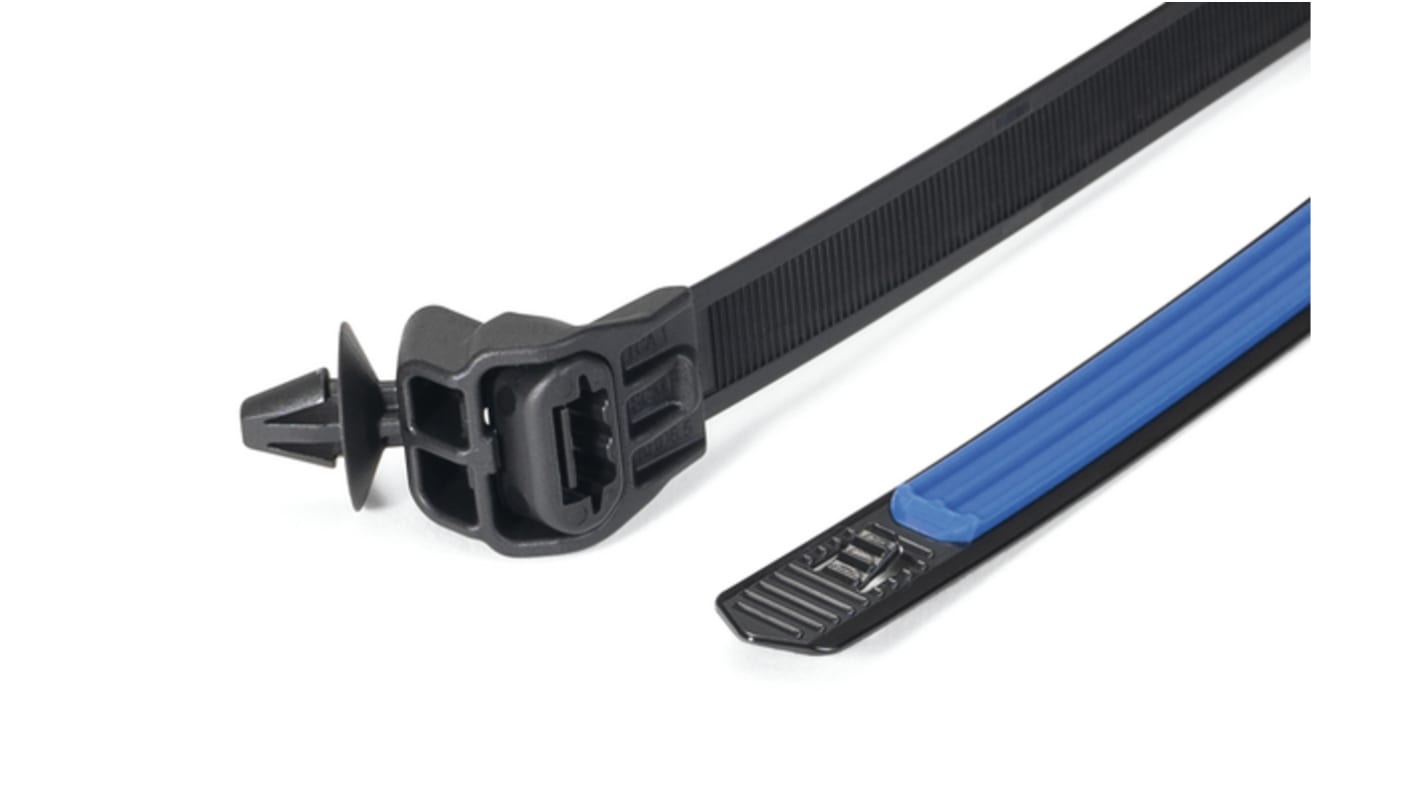 HellermannTyton Black on Blue Cable Tie Mount 9.5 mm x 140mm, 9.5mm Max. Cable Tie Width