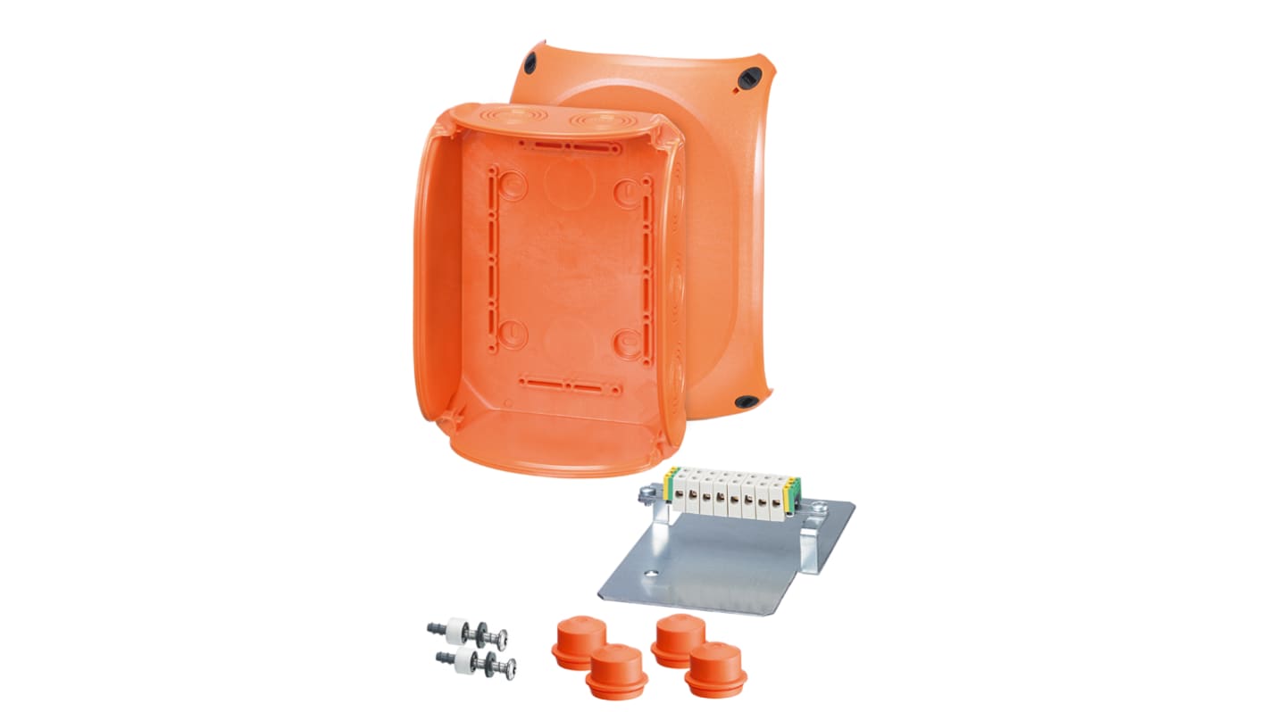 HENSEL FK Series Orange Polycarbonate Terminal Box, IP55, IP66, 10 Terminals, 92 x 210 x 155mm