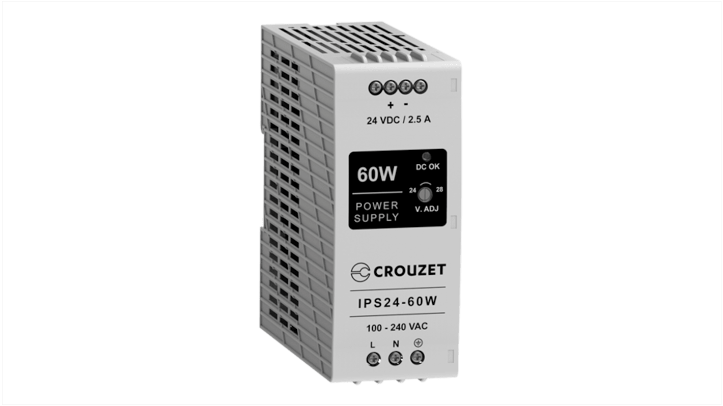Fuente de alimentación de carril DIN Crouzet, 89452 24V dc 2.5A 60W