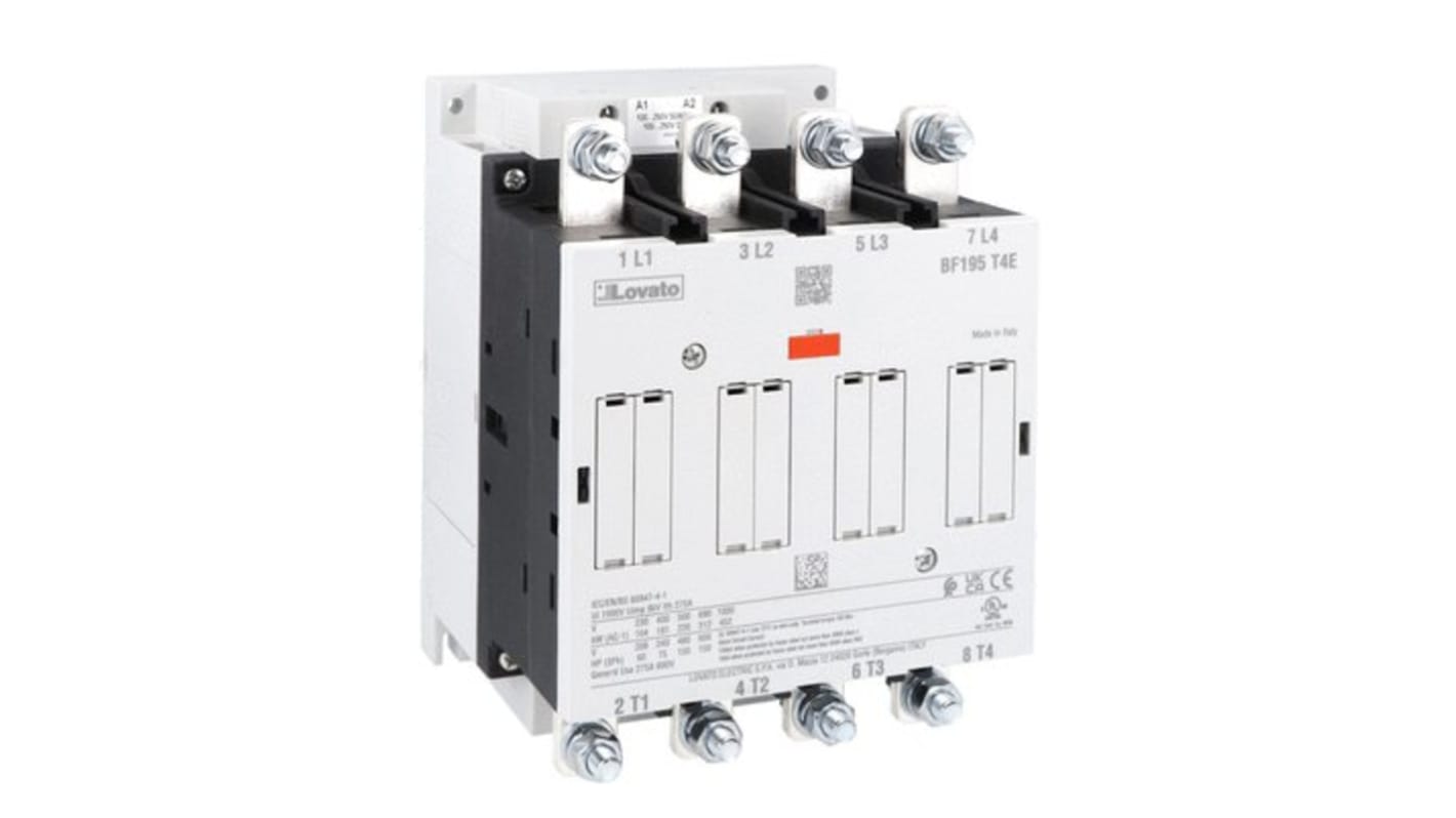 Lovato BF19 BF195 Contactor, 100-250 V ac/dc Coil, 4-Pole, 275 A, 312 kw, 1 kV