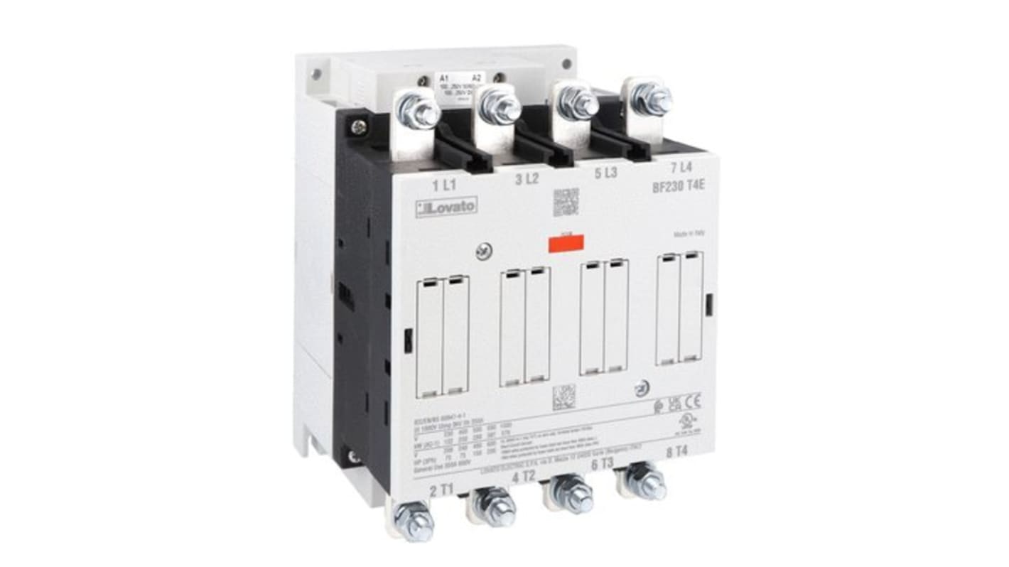 Lovato BF23 BF230 Contactor, 48-130 V ac/dc Coil, 4-Pole, 350 A, 397 kw, 1 kV