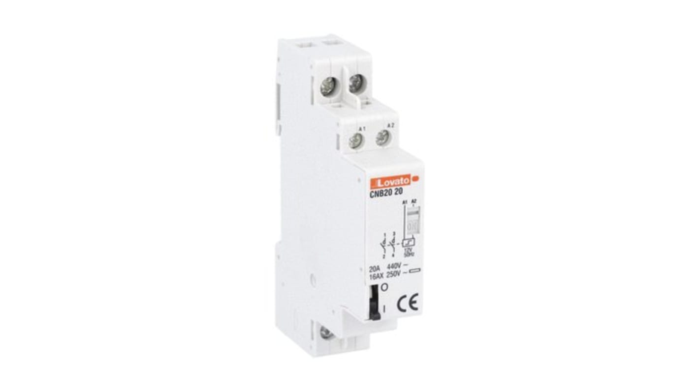 Lovato Bistabiles Relais 12V Spule DPST für DIN-Schienen 20A Bistabiles Relais
