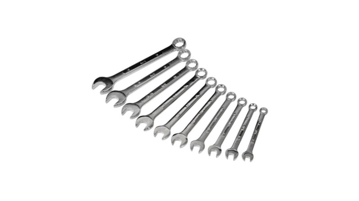 Avit 10-Piece Combination Spanner Set, 7 mm, 8 mm, 9 mm, 10 mm, 11 mm, 12 mm, 13 mm, 14 mm, 15 mm, 16 mm, Chrome