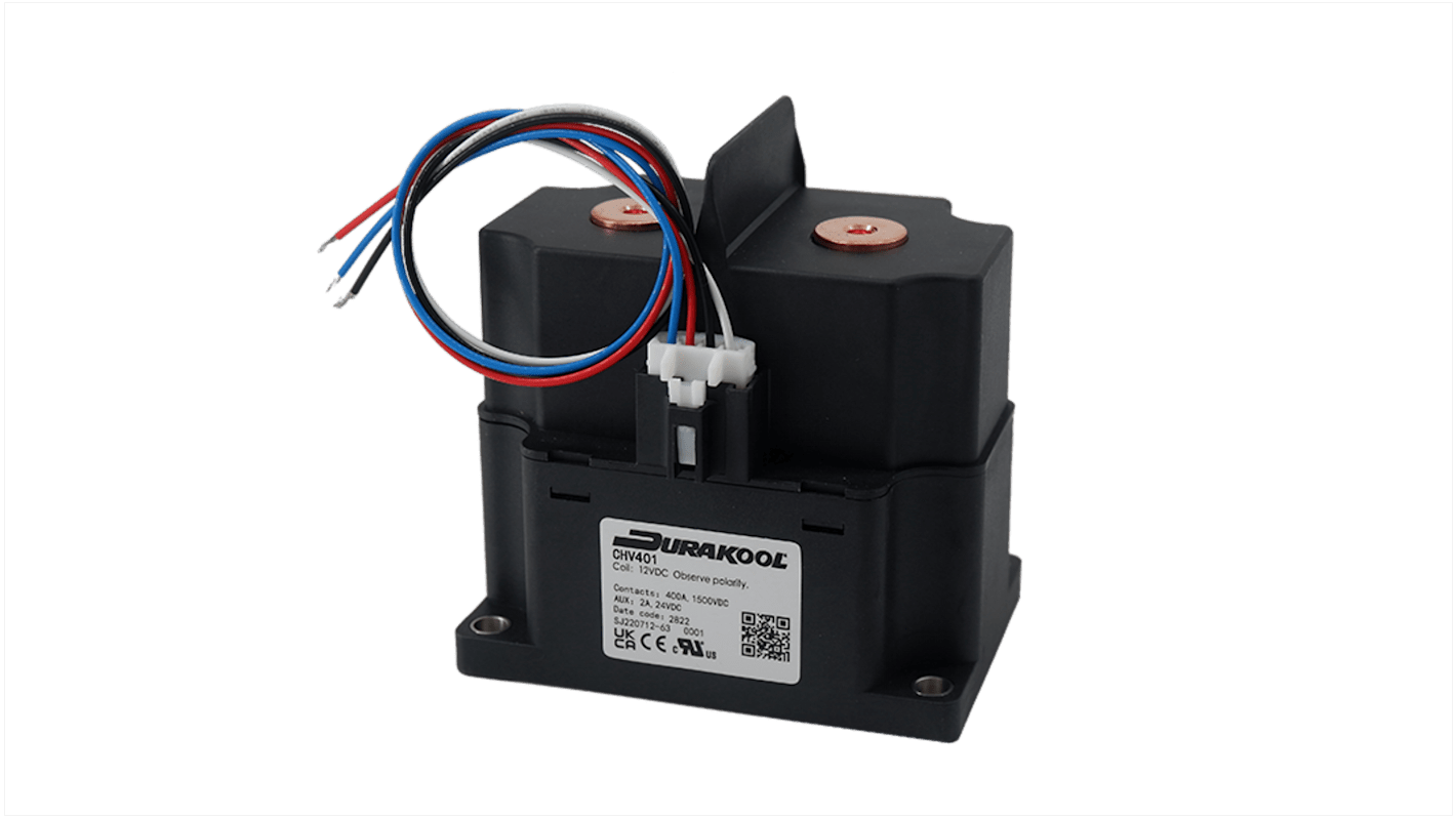 Durakool CHV CHV400 Contactor, 12 V dc Coil, 1-Pole, 400 A, NO, 1.5 kV dc