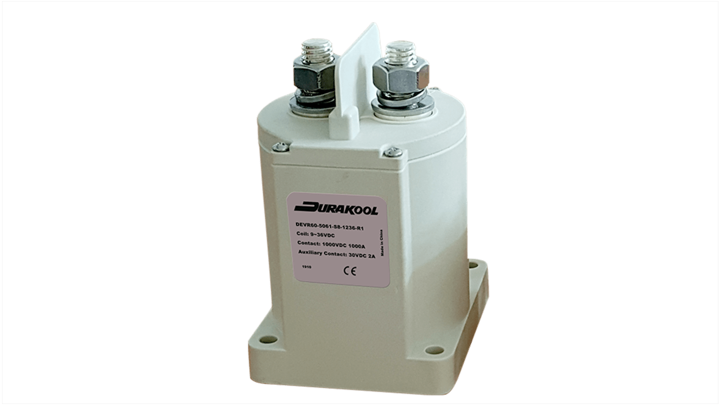 Durakool DEVR DEVR60 Contactor, 36 V dc Coil, 1-Pole, 1 kA, NO, 1 kV dc