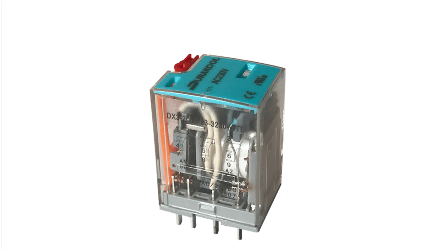 Durakool Plug In Power Relay, 24V dc Coil, 7A Switching Current, 3PDT-CO