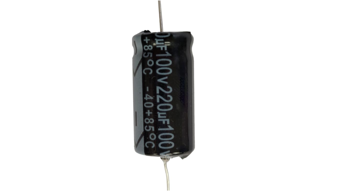 RS PRO 220μF Aluminium Electrolytic Capacitor 100V dc, Axial, Through Hole