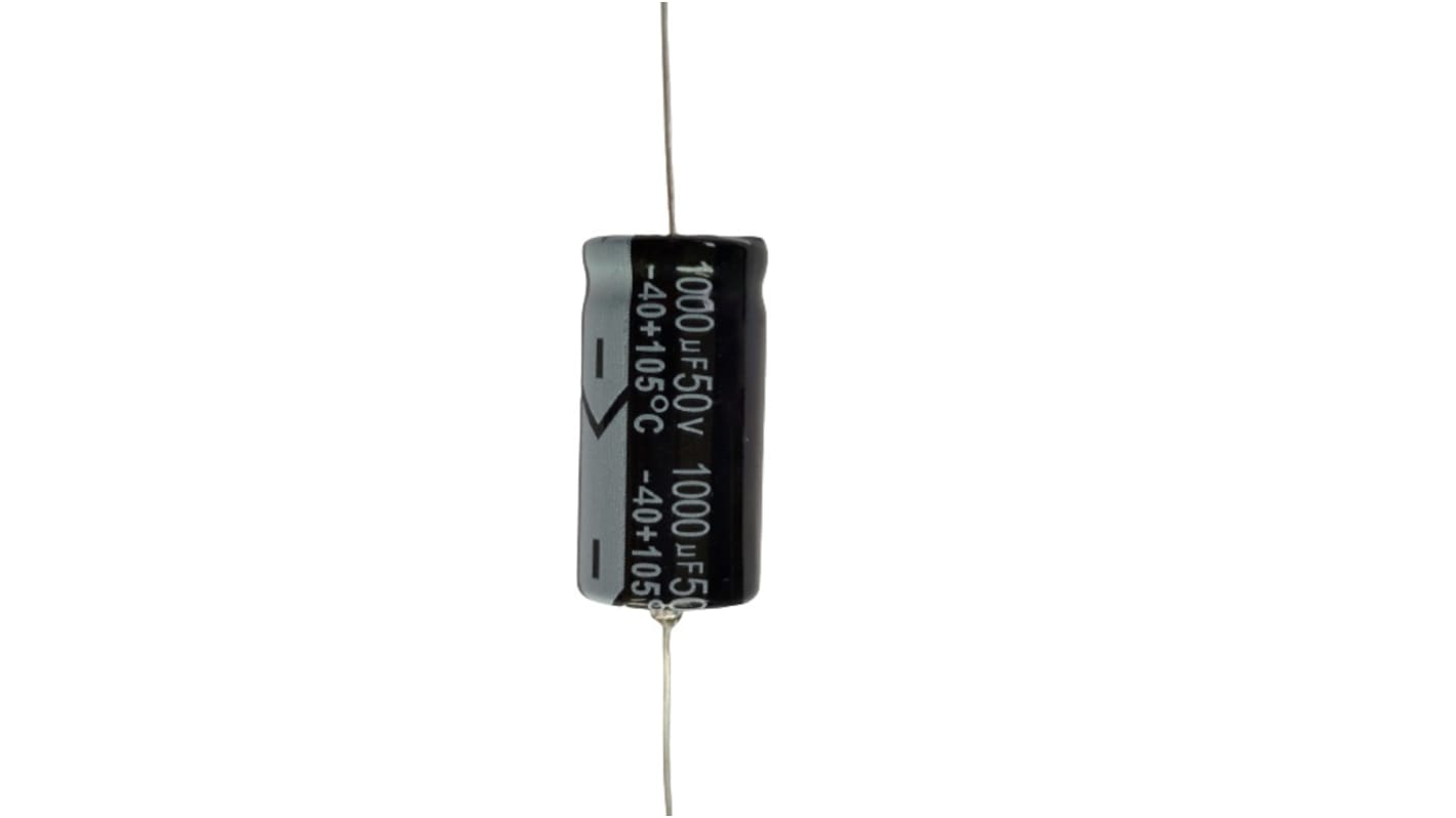 RS PRO 1000μF Aluminium Electrolytic Capacitor 40 V dc (50V), Axial, Through Hole