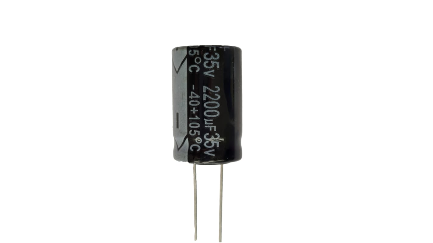 RS PRO 2200μF Aluminium Electrolytic Capacitor 35V dc, Axial, Through Hole