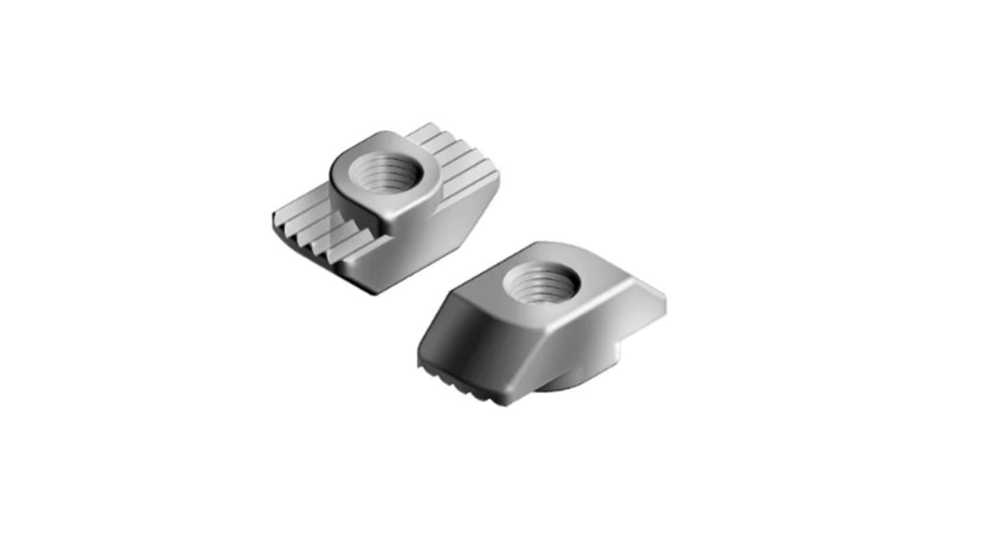 RS PRO M8 T-Slot Nut, Connecting Component, Strut Profile 40 mm, 45 mm, 50 mm, 60 mm, Groove Size 10mm, Round Tube Size