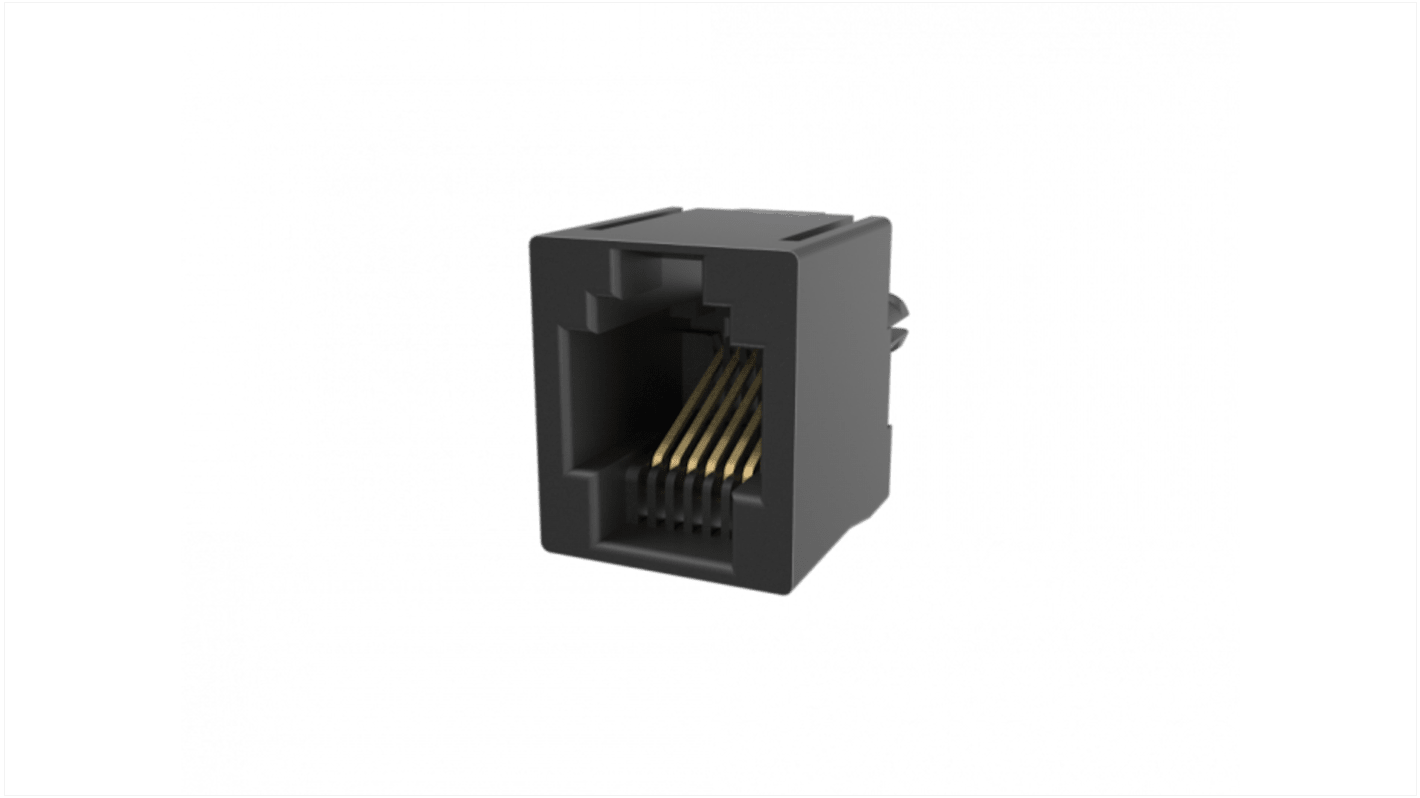 Amphenol Communications Solutions RJE08 Series Female Ethernet Connector, Through Hole, Cat3 1x1 Port 1 -Way
