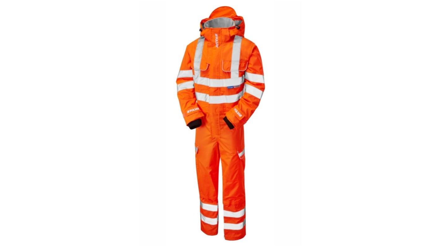 PULSAR Orange Reusable Hi Vis Overalls, XL