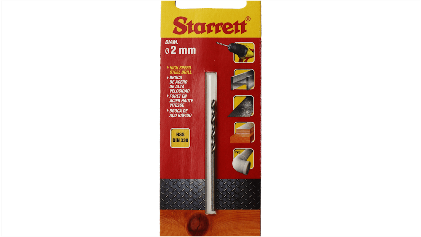 Punta elicoidale Starrett, HSS, Ø 2mm, lunghezza 49 mm