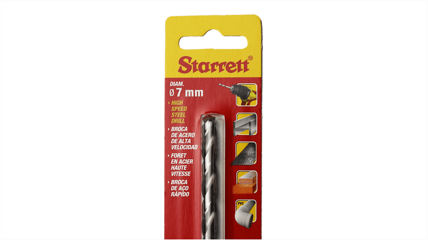 Punta elicoidale Starrett, HSS, Ø 7mm, lunghezza 109 mm