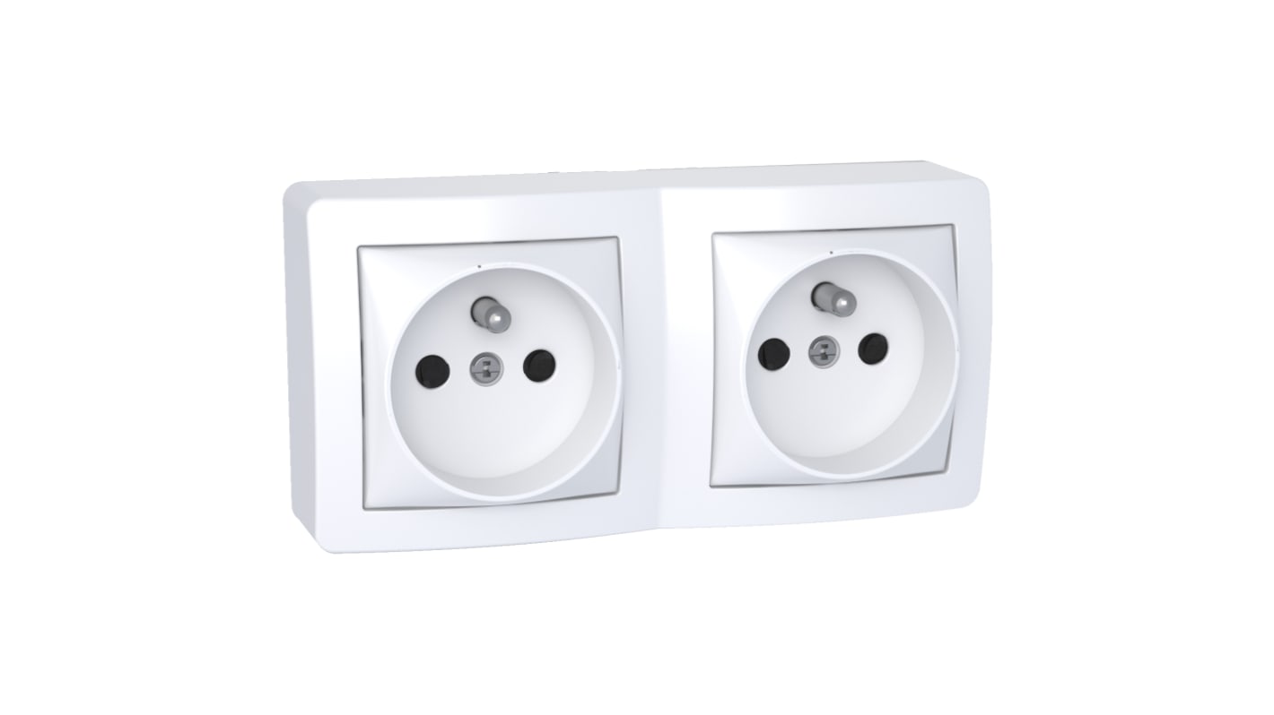 Presa elettrica, Schneider Electric ALB62473P, 16A, presa Francese 2P, Bianco, Montaggio superficiale