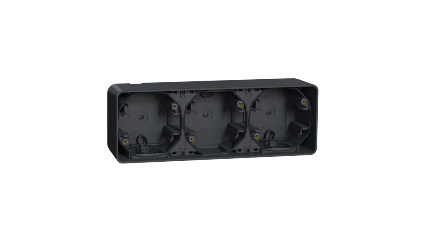 Schneider Electric Mureva Styl Grey PP Junction Box, IP55 Surface Mount, 3 Gangs, 54 x 76mm