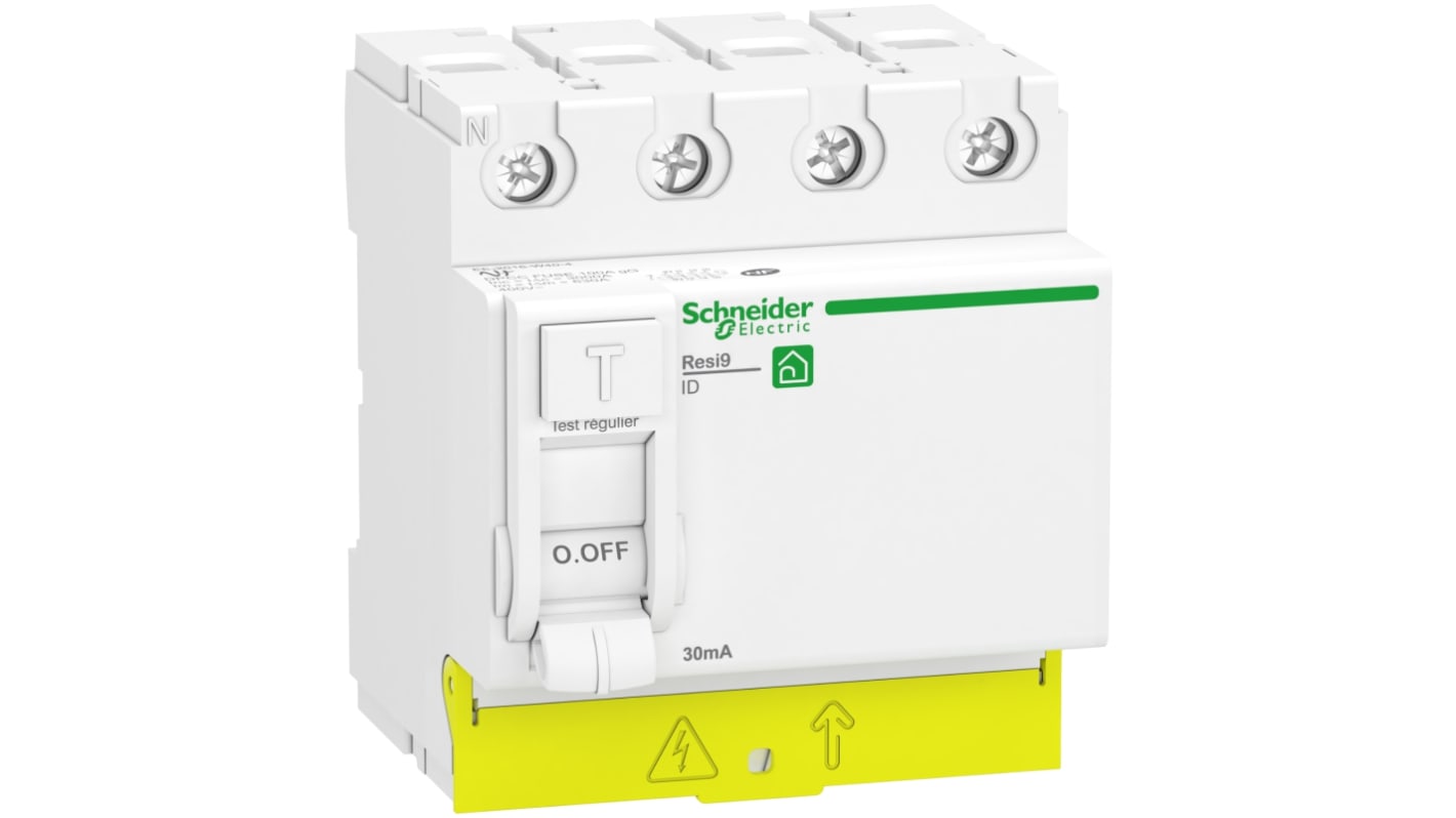 RCCB Schneider Electric, 63A Tipo A, 4 Polos, 30mA Resi9 400V ac