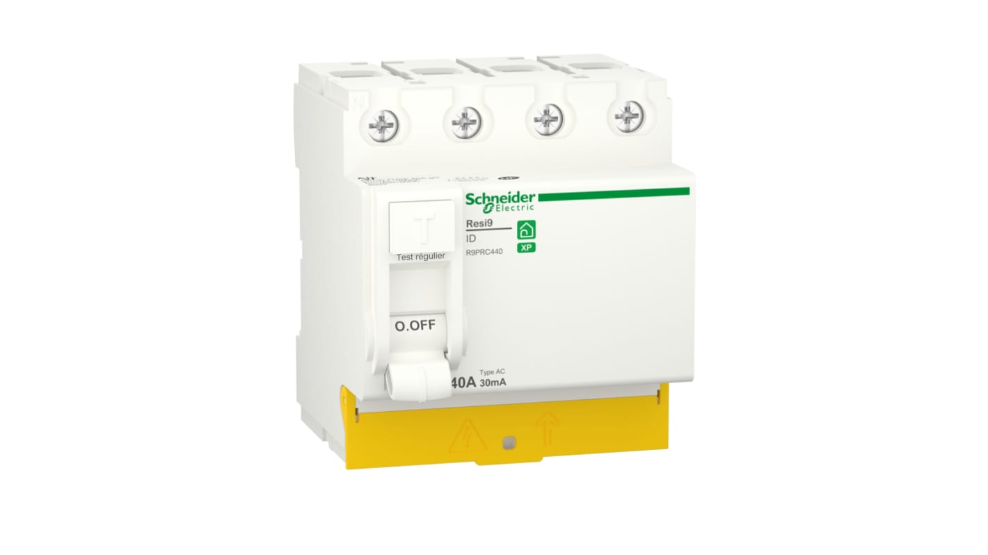 RCCB Schneider Electric, 40A Tipo AC, 4 Polos, 30mA Resi9 400V ac