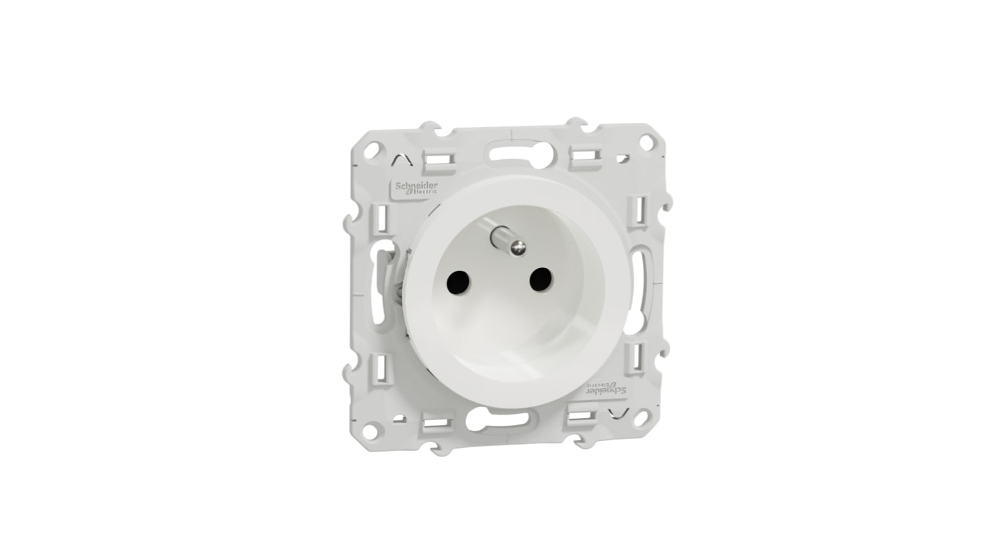 Schneider Electric White 1 Gang Plug Socket, 2 Poles, 16A, French 2P