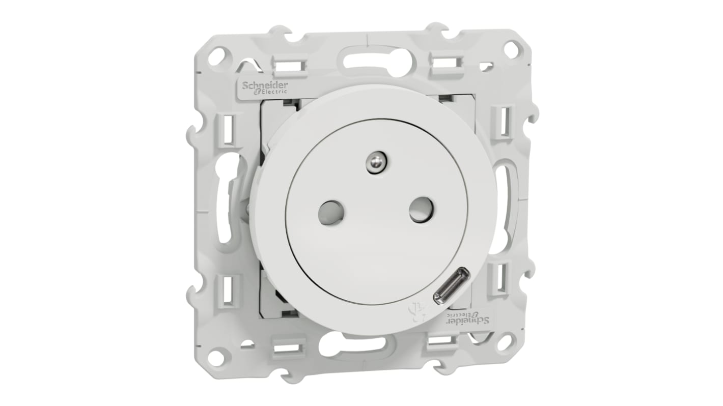 Schneider Electric White 1 Gang Plug Socket, 2 Poles, 16A, French 2P