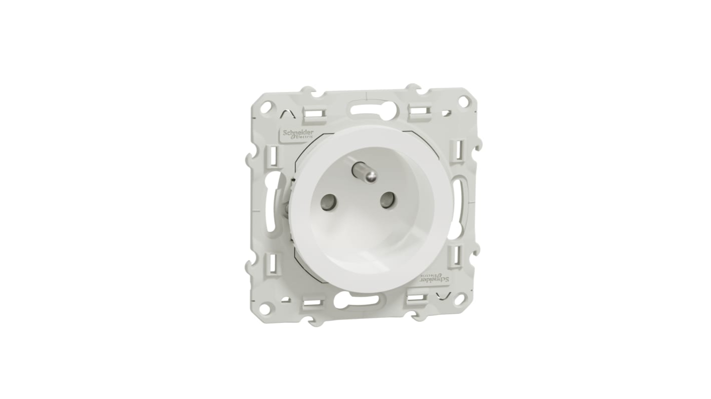 Schneider Electric White 1 Gang Plug Socket, 2 Poles, 16A, French 2P