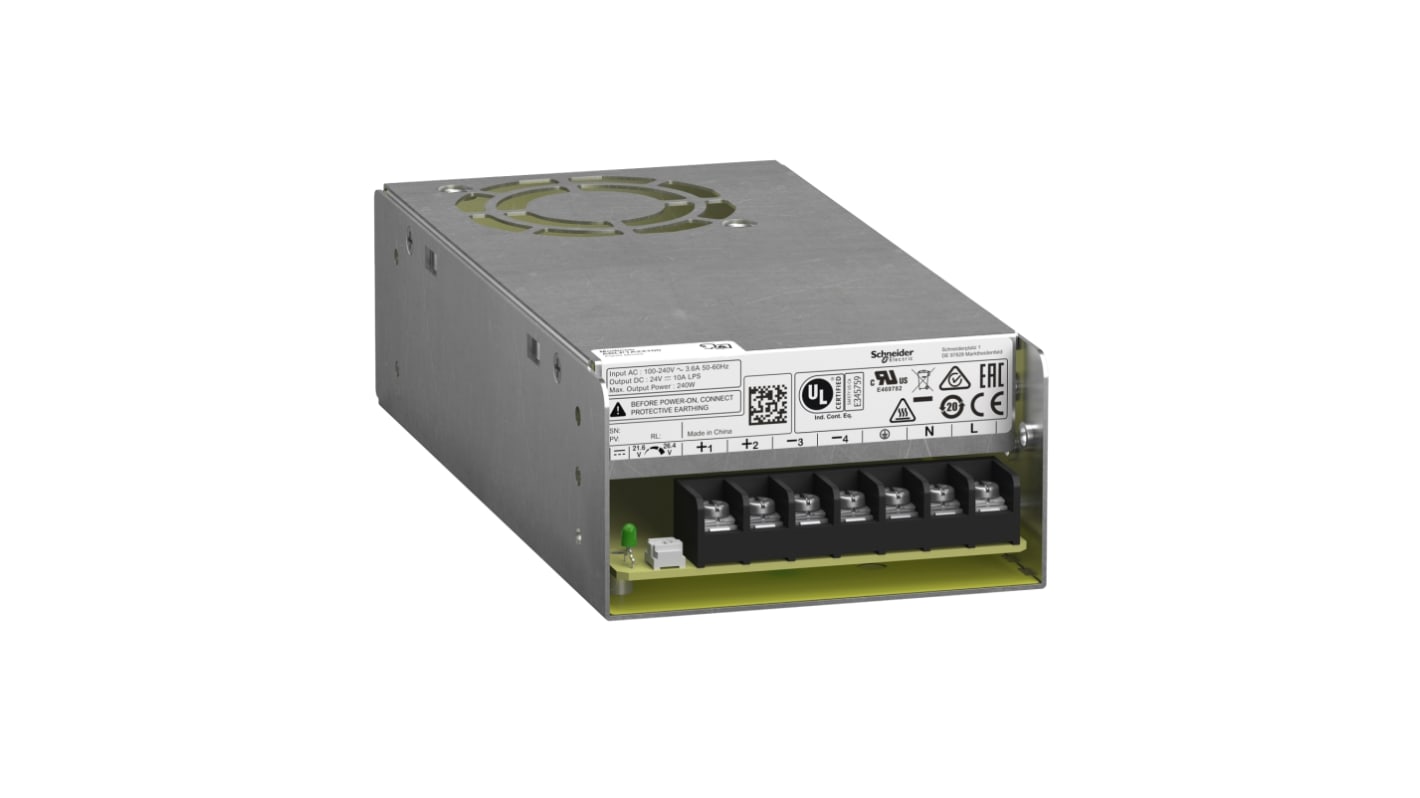 Schneider Electric Switching Power Supply, ABLP1A24100, 24V dc, 10A, 240W, 100 → 240V ac Input Voltage