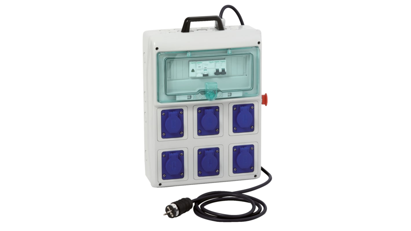 Schneider Electric, Kaedra IP44 Light Grey Surface Mount 2P + E Distribution Unit Plug, Socket, Rated At 16A, 230 V