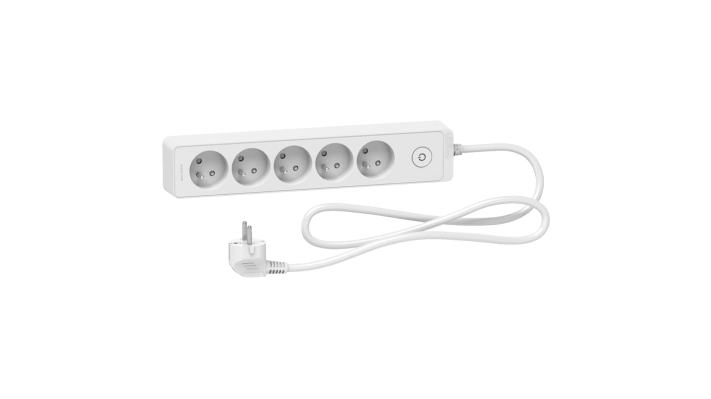 Schneider Electric French 2P 5 Gang Trailing Socket, 1.5m Cable, 16A, 250 V