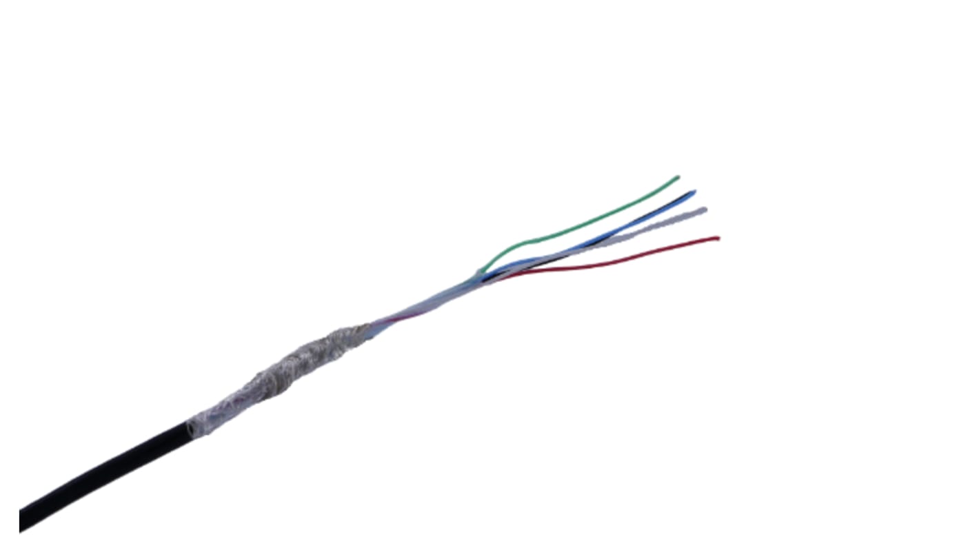 MICROWIRES Netzkabel, 5-adrig Typ Geschirmt Schwarz x 0,13 mm2,  50m, 600 V, Thermoplastisches Polyurethan TPU