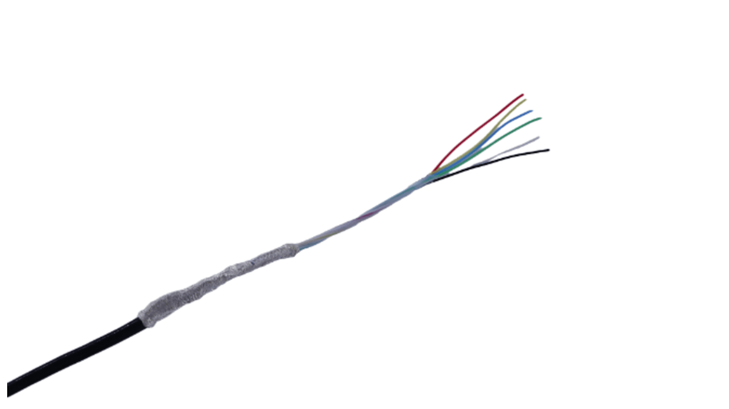 MICROWIRES Netzkabel, 6-adrig Typ Geschirmt Schwarz x 0,13 mm2,  50m, 600 V, Thermoplastisches Polyurethan TPU