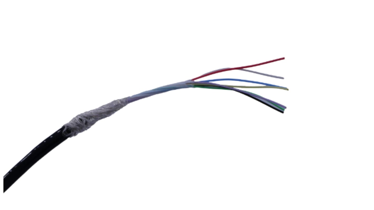 MICROWIRES, Shielded, 50m 7 Core, Black Thermoplastic Polyurethane TPU Power Cable