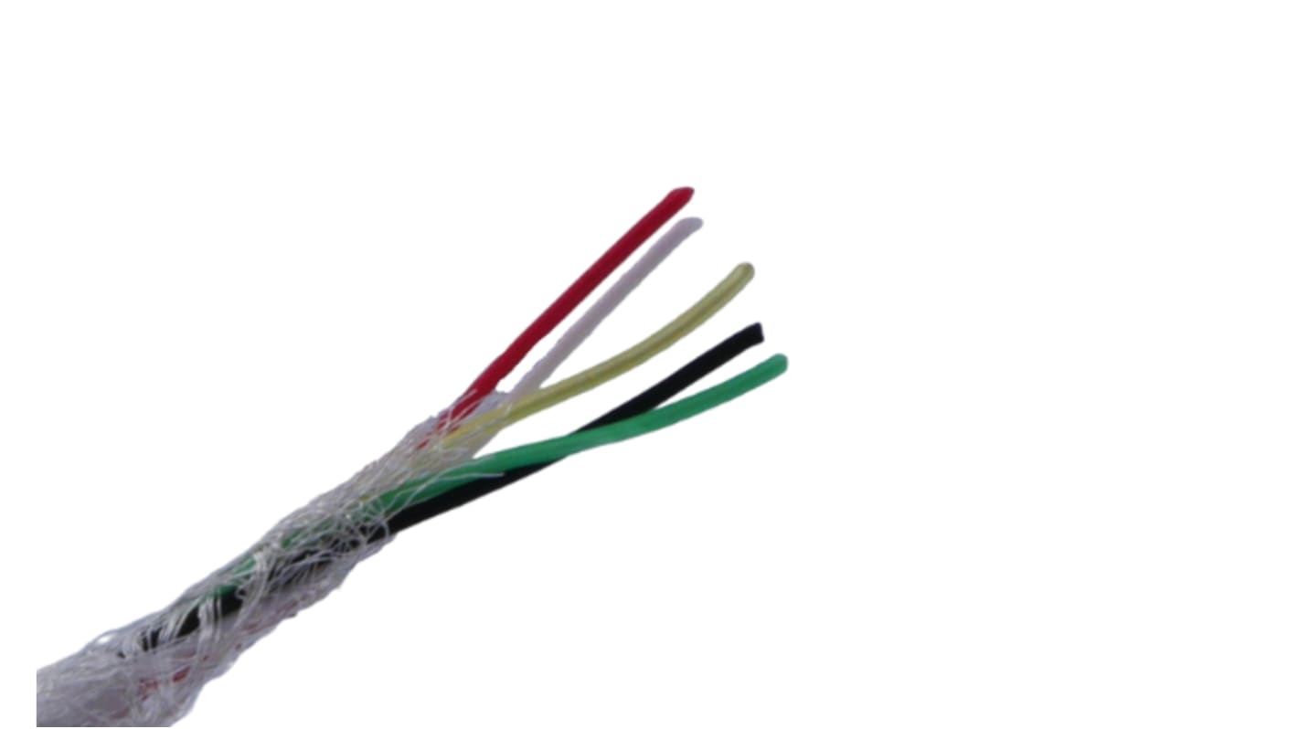 MICROWIRES Twisted Pair Cable, 5 Cores, 0.08 mm², Screened, 28 AWG, 100m, Shielded Cable
