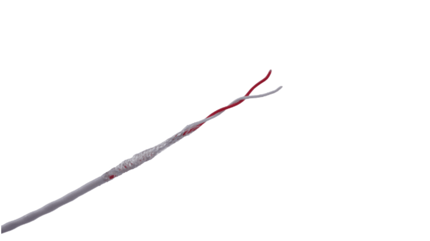 MICROWIRES, Shielded, 50m 2 Core, White Perfluoroalkoxy (PFA) Power Cable