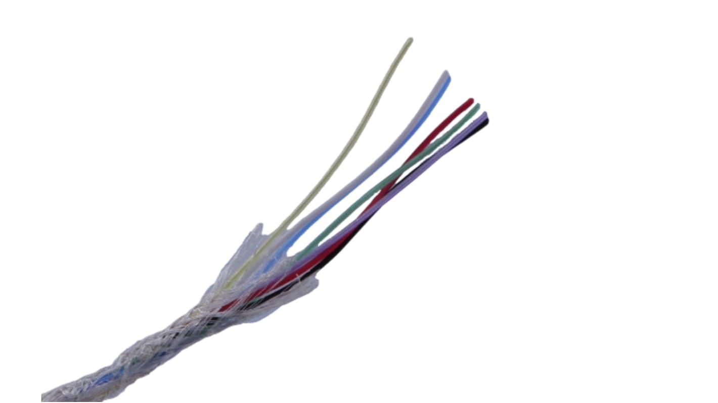 MICROWIRES Twisted Twisted Pair Cable, 0.13 mm2, 7 Cores, 26 AWG, Screened, 100m, Grey Sheath