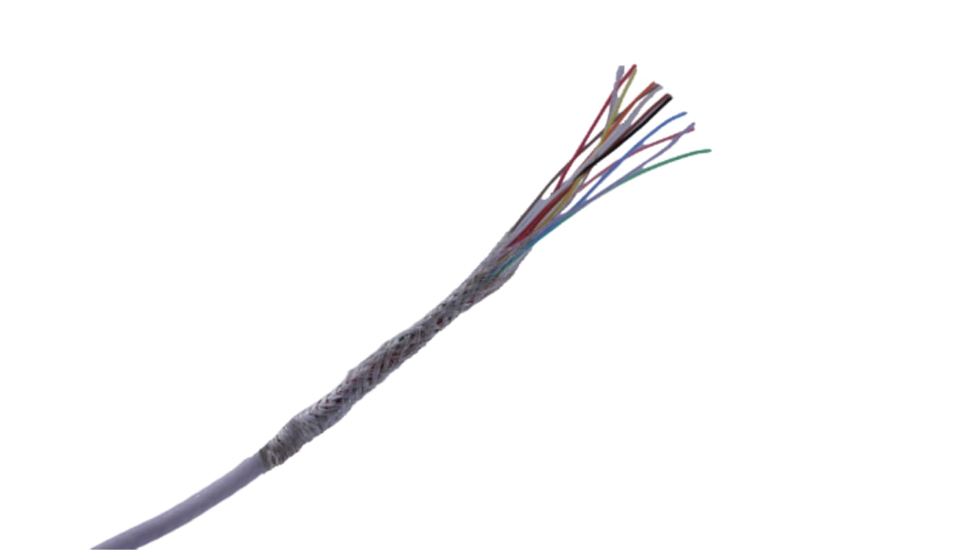 MICROWIRES, Shielded, 50m 12 Core, White Perfluoroalkoxy (PFA) Power Cable