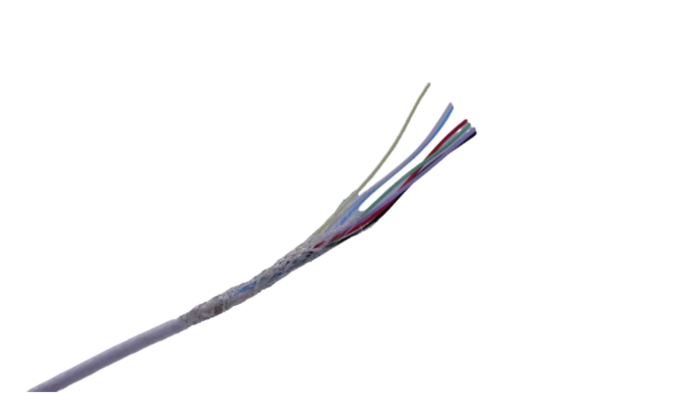 MICROWIRES Netzkabel, 7-adrig Typ Geschirmt Weiß x 0,05 mm2,  50m, 600 V, Perfluoroalkoxy (PFA)