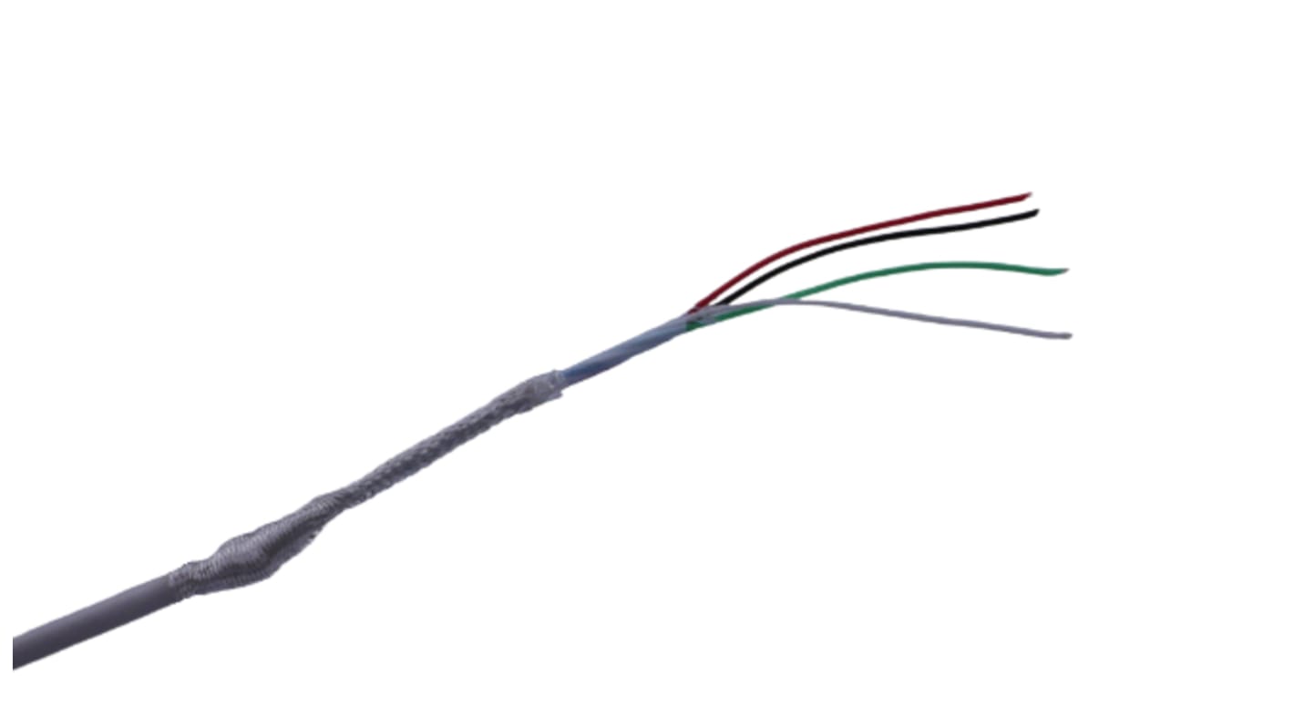 MICROWIRES, Shielded, 50m 4 Core, White Thermoplastic Elastomers TPE Power Cable