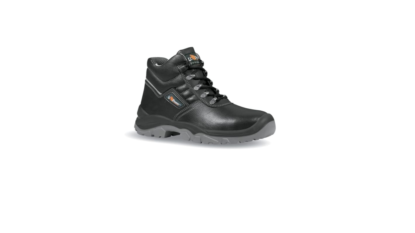 UPower REPTILE Unisex Sicherheitsschuhe Schwarz, mit Zehen-Schutzkappe Edelstahl, Größe 40 / UK 6,5, EN20345 S3