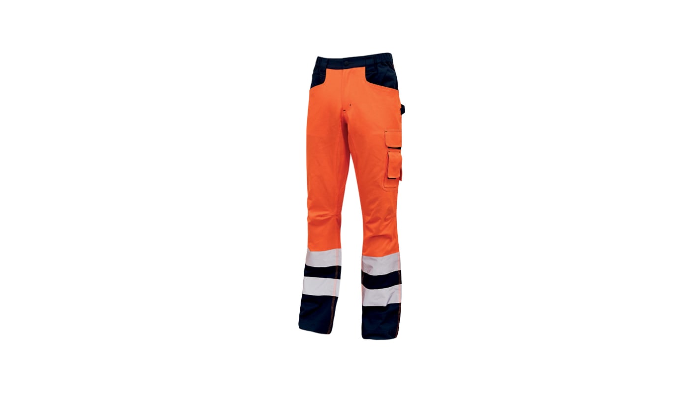 U Group Hi - Light Orange Men's 40% Polyester, 60% Cotton High Visibility Work Trousers 44 → 46in, 122 →