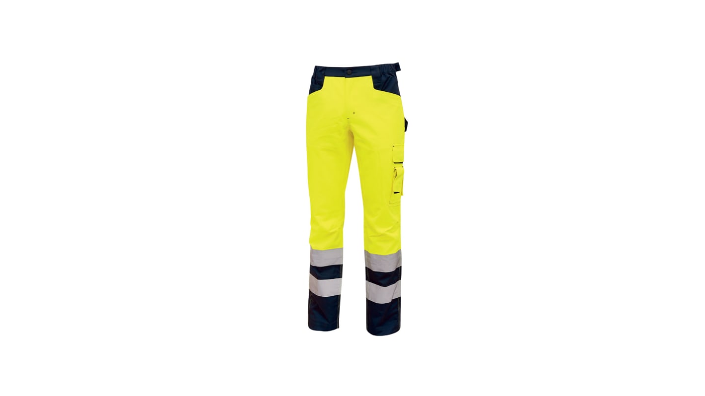 U Group Hi - Light Yellow Men's 40% Polyester, 60% Cotton High Visibility Work Trousers 44 → 46in, 122 →