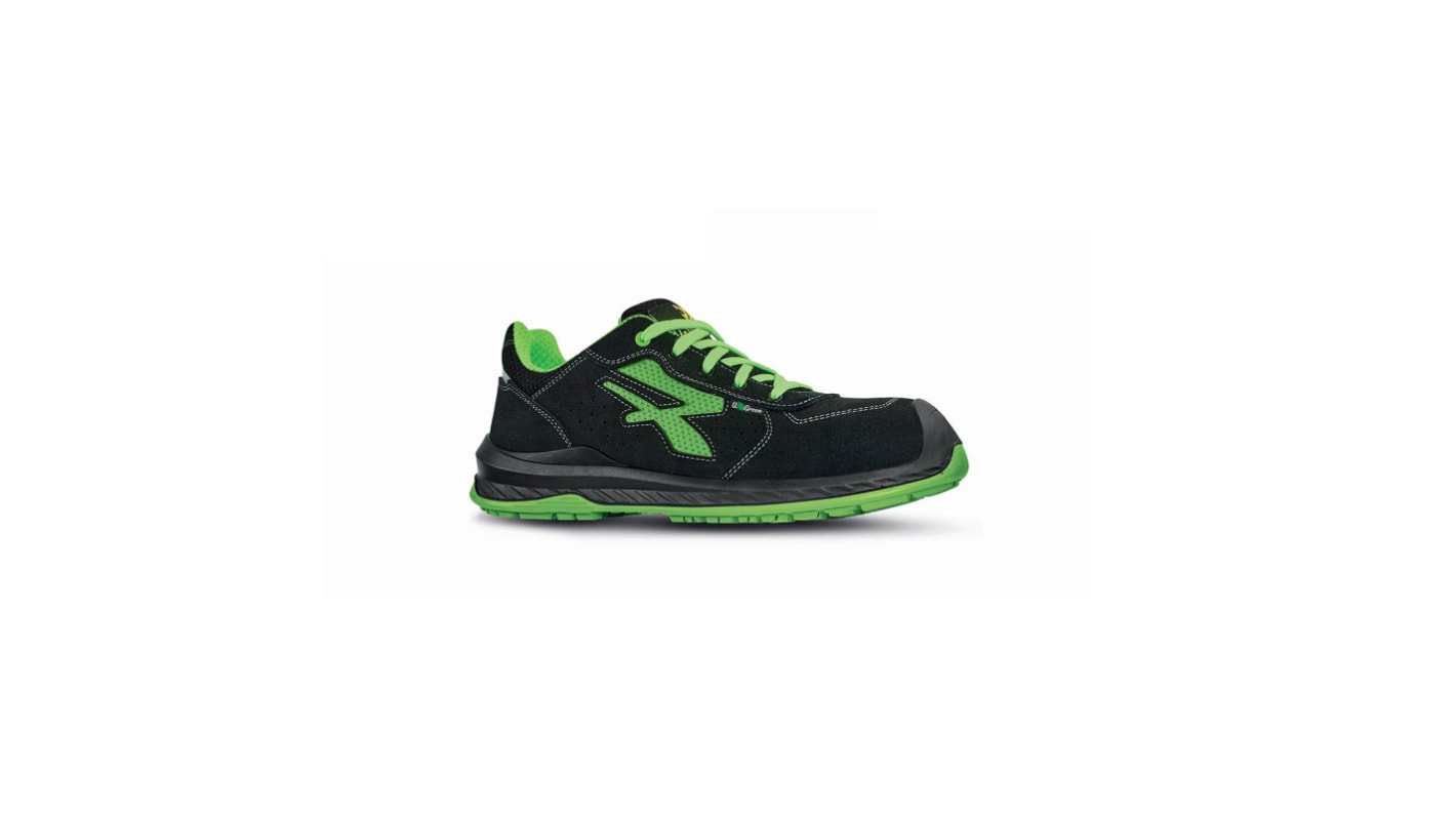UPower CANYON Unisex Sicherheitsschuhe Schwarz, Grün, mit Zehen-Schutzkappe Verbundmaterial, Größe 42 / UK 8, EN20345