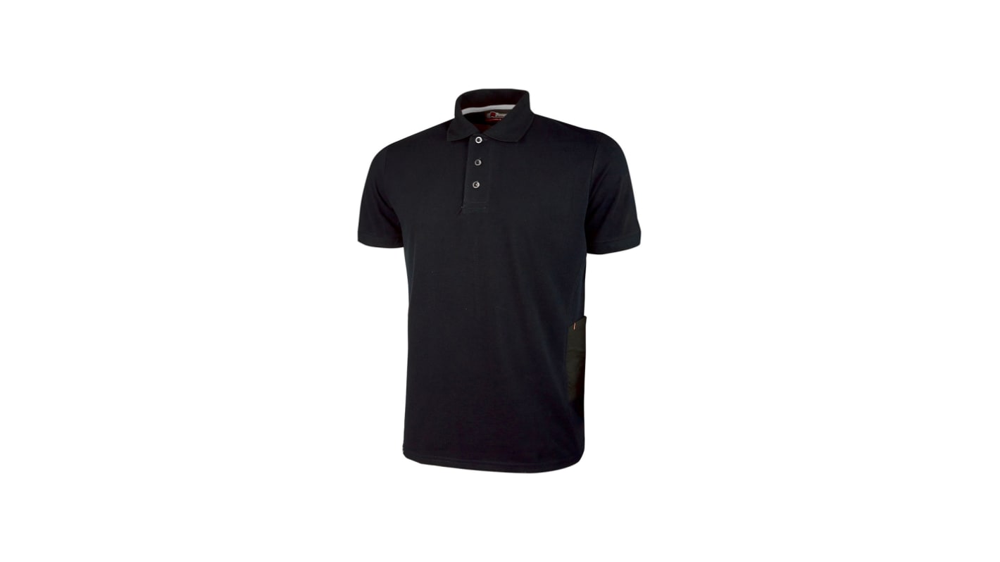 UPower Black 35% Cotton, 65% Polyester Short Sleeve T-Shirt, UK- S, EUR- M