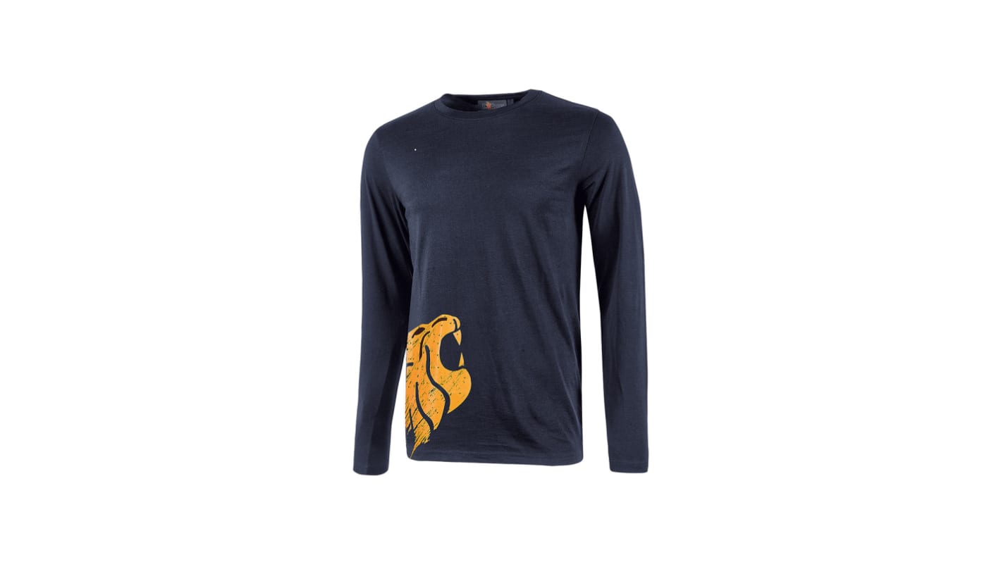 UPower Blue 100% Cotton Long Sleeve T-Shirt, UK- 3XL, EUR- 3XL