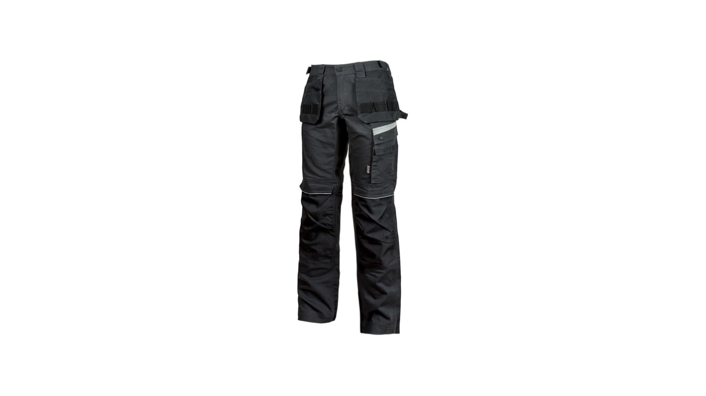 U Group Performance Black Men's Cotton, Elastane, Polyester Water Repellent Work Trousers 34 → 35in, 86 →